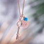 Key Necklace In Rose Gold Vermeil With Real Birthstones, thumbnail 1 of 7