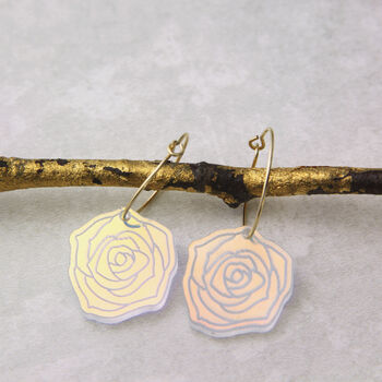 Iridescent Flower Engraved Shell Disc Earrings, 4 of 6