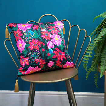 Pink Dahlias Silk Cushion, 2 of 2
