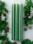 Green Glitter And White Pinstriped Candles, thumbnail 1 of 4
