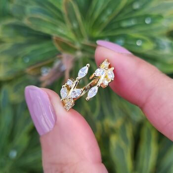 Adjustable Leaf Ring In Sterling Silver And Gold, 11 of 12