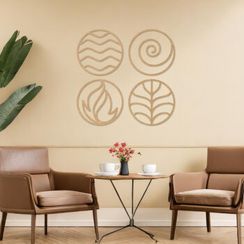 Handmade Wooden Four Elements Wall Art Set For Modern Home Decor, 7 of 9