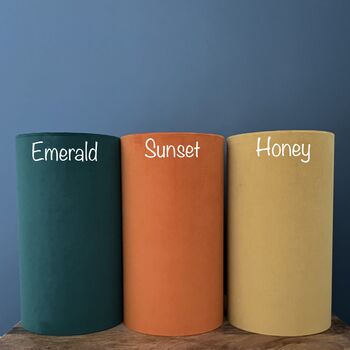 Luxury Velvet Cylinder Lampshades Various Colours, 9 of 12