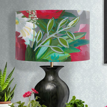 Scarlet Heaven, Modern Floral Red And Green Lampshade, 4 of 4