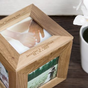 Personalised Oak Photo Cube Keepsake Box, 5 of 7
