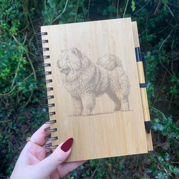 Personalised Chow Chow Dog Engraved Notebook, 4 of 5