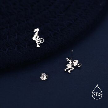 Strong Girl Barbell Stud Earrings In Sterling Silver, 6 of 12