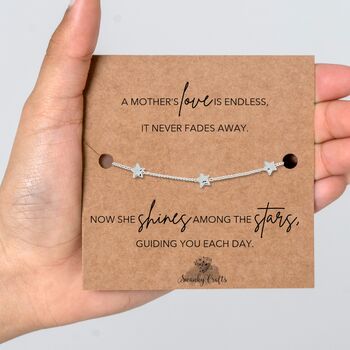 Mom Memorial Gift With A Gold Plated Or Silver Plated Star Bracelet And Card, 4 of 4