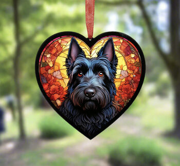 Scottish Terrier Stained Glass Effect Heart Suncatcher, 4 of 5