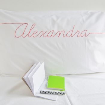 Personalised Couples Script Embroidered Pillowcase Set, 3 of 4