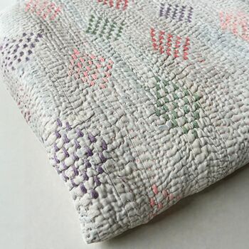 Diamond Stitch Double Sided Kantha Quilt, 5 of 6