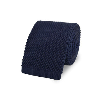 Wedding Handmade Polyester Knitted Pocket Square In Navy Blue, 8 of 12