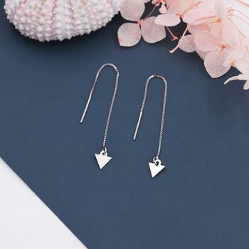 Sterling Silver Triangle Threaders Earrings, 3 of 10