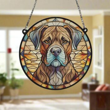 Boxer Brindle Stained Glass Effect Suncatcher, 6 of 6