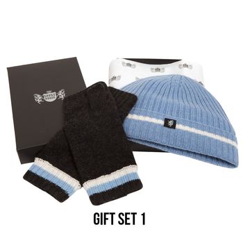 Luxury Cashmere Football Sets In Sky Blue And White, 2 of 6