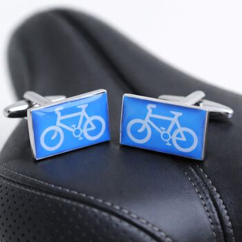 Blue Bicycle Sign Cufflinks, 2 of 2