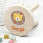 Personalised Cute Lion Kids Wooden Stool, thumbnail 1 of 6