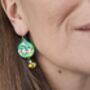 Hand Painted Brussel Sprout Face Bauble Earrings, thumbnail 3 of 11