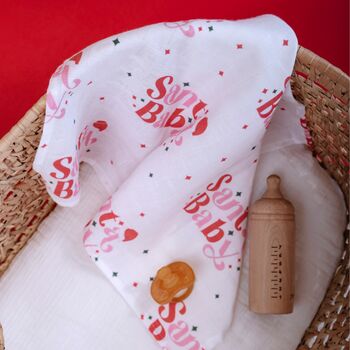 Muslin Square Baby Burp Cloth Santa Baby Set Of Three, 7 of 8