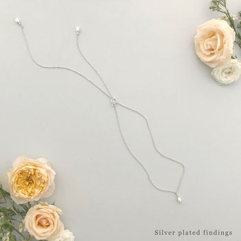Pearl Back Drop Necklace Lariat For Wedding, 5 of 12