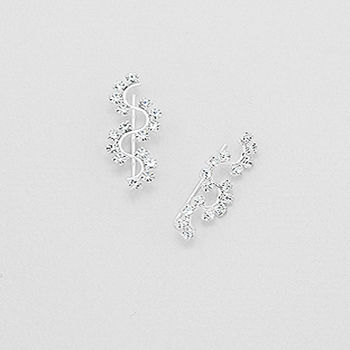 Silver Crystal Climber Earrings, 2 of 4