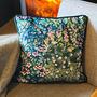 Luxury Super Soft Velvet Cushion Cottage Garden Teal With Optional Piping, thumbnail 2 of 8