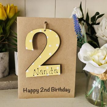 Personalised 2nd Birthday No. Two Wooden Keepsake Card, 2 of 8