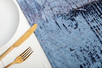 Abstract Textured Cotton Table Runner 'Breeze', 3 of 5