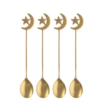 Golden Star And Moon Tea Spoon Gift Set, 2 of 3