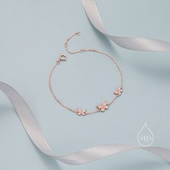 Cz Butterfly Floating Bracelet Sterling Silver, 4 of 10