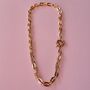 Golden Hour Chunky Plated Chain Large Clasp Necklace, thumbnail 5 of 6