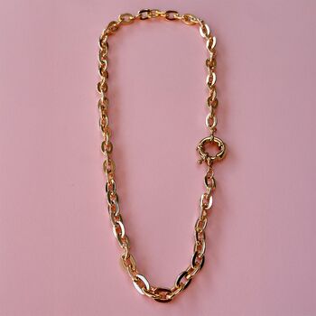 Golden Hour Chunky Plated Chain Large Clasp Necklace, 5 of 6
