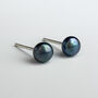 Sterling Silver Midnight Pearl Stud Earrings, thumbnail 1 of 6