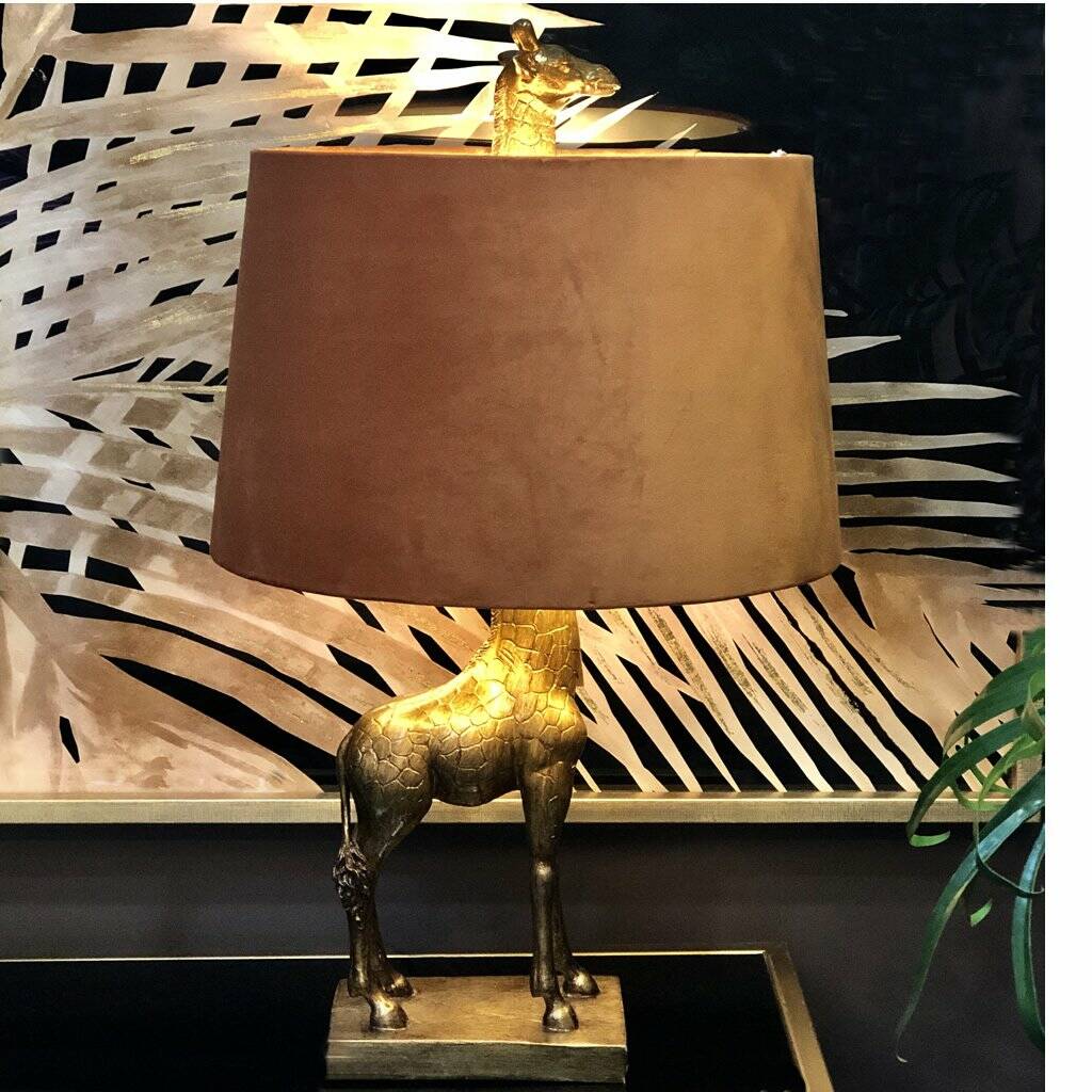 Gold Giraffe Lamp With Burnt Orange Velvet Shade By Cowshed Interiors