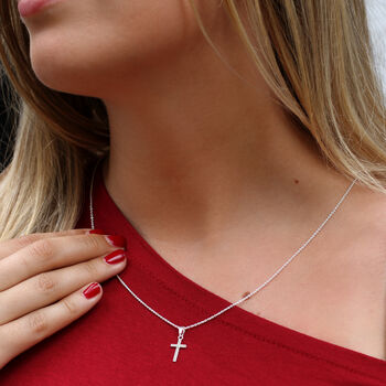 Personalised Sterling Silver And Crystal Cross Necklace, 2 of 5
