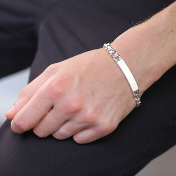 Personalised Sterling Silver Curb Identity Bracelet, 6 of 9