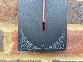 Garden Natural Slate Weather Wall Thermometer 45cm X 10cm Scroll Detail, 4 of 5