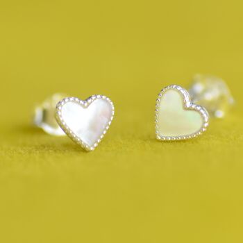 Gold Pearl Heart Studs, 5 of 8