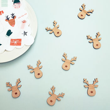 Christmas Rudolph Reindeer Wooden Table Confetti, 4 of 5