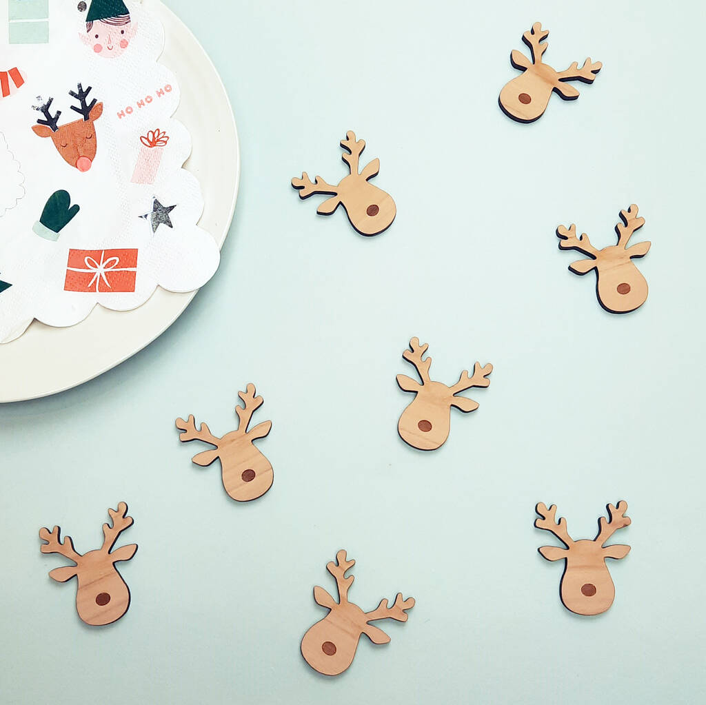 Christmas Rudolph Reindeer Wooden Table Confetti, 1 of 2