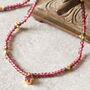 Black Spinel And Ruby Beaded Antique Short Necklace, thumbnail 8 of 10