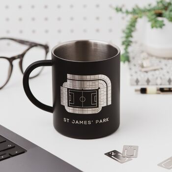 Newcastle United Stadium Engraved Steel Mug Football Gift, 2 of 5