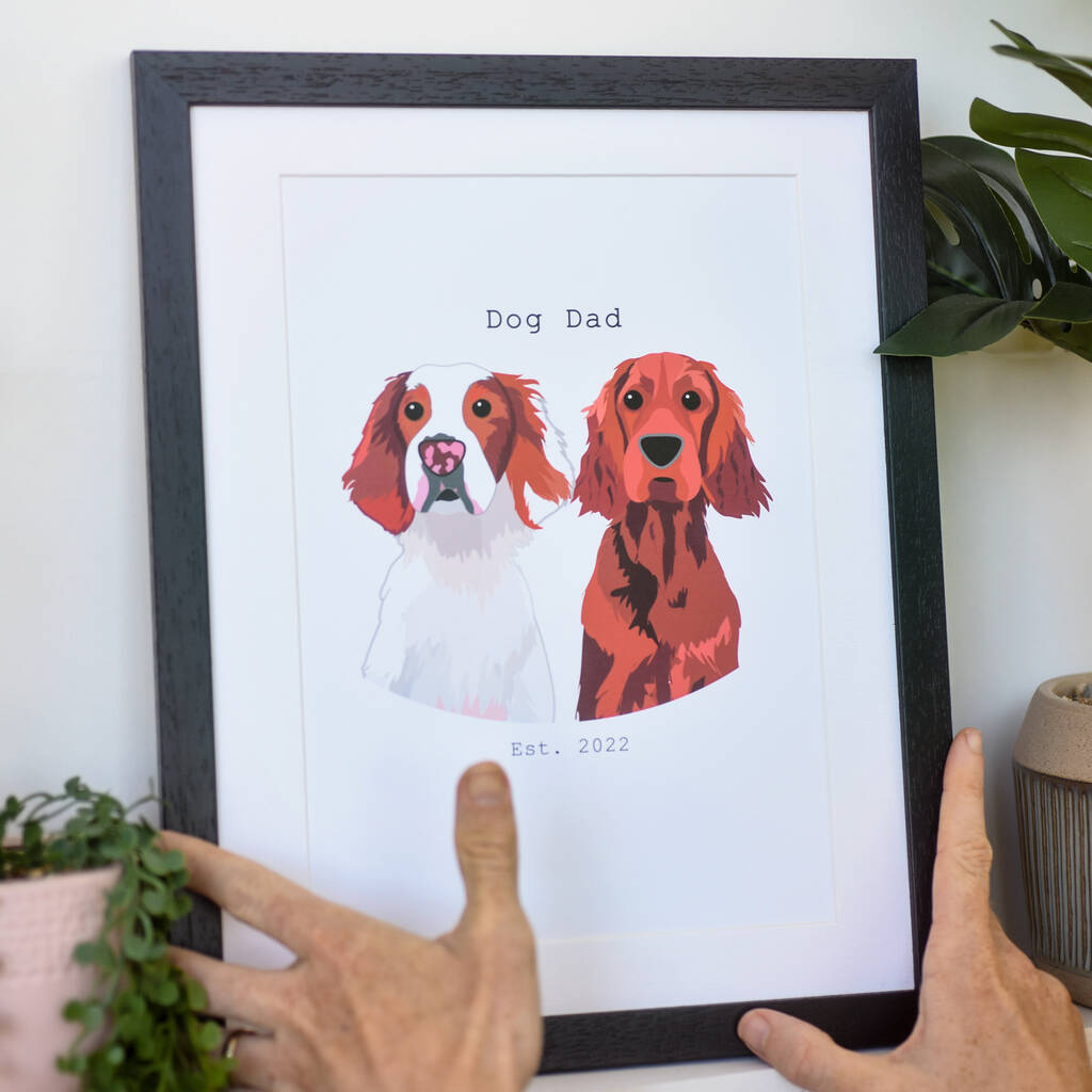 Dog Dad Personalised Pet Portrait Framed Print, 1 of 5