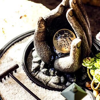 Zen Garden LED Water Feature With Raking Stones, 2 of 2