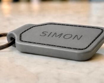 Grey Leather Personalised Key Fob, Keyring, 6 of 6
