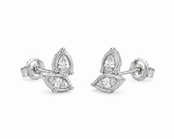 Marquise Cz Bezel Earring Studs In 18 K Gold And Silver Leaf Stud Earrings, 7 of 9