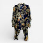 Giraffe And Leopard Print 100% Cotton Ladies Pyjamas In Dark Blue, thumbnail 2 of 3
