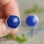 Hexagonal Lapis Lazuli Cufflinks In Sterling Silver, thumbnail 3 of 3