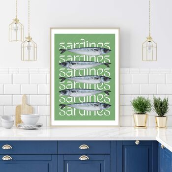 Sardines Print On Typography Background, 3 of 4