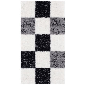 The Rugs Geometric Shaggy Rug Grey Checkered Rug, 12 of 12